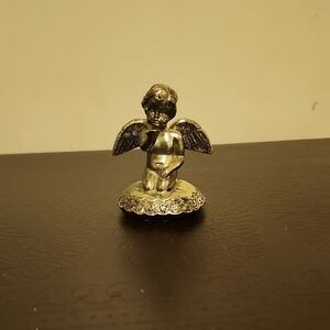 Metal Angel Figurine in Antique Silver - Home Art